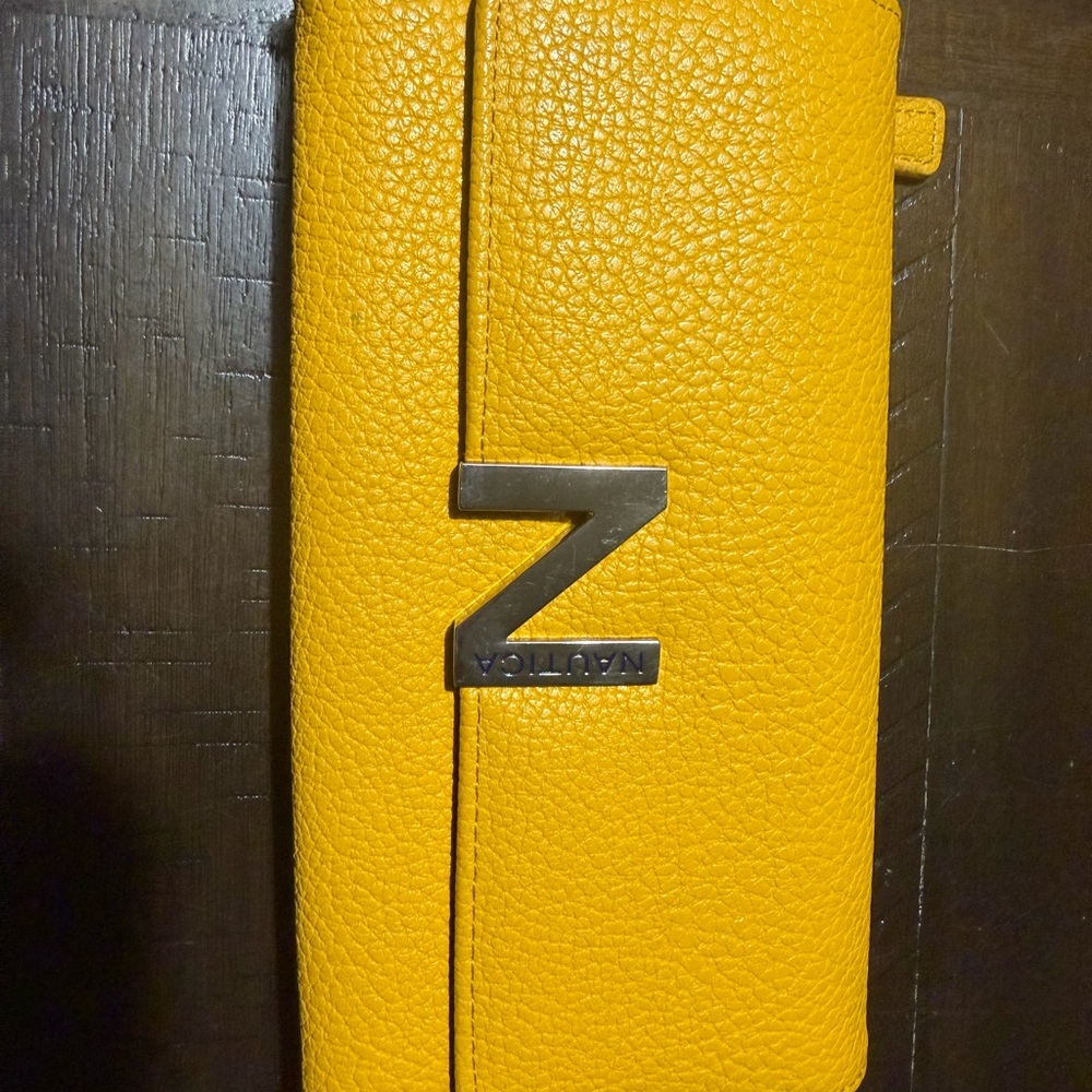 Nautica Yellow Leather Wallet with Metal Accent